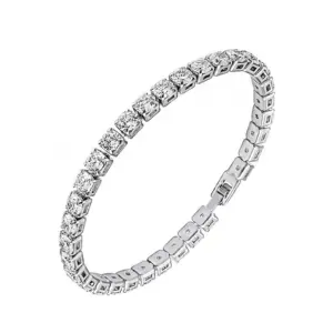 4mm Rhinestone Claw Chain Titanium Steel Bracelet - Sparkling Prong-Set Cubic Zirconia Jewelry for Women