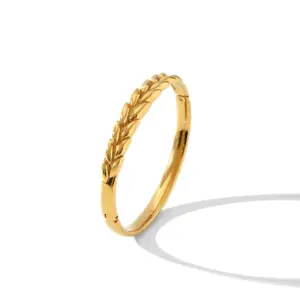 Stainless Steel Wheat Ear Bangle Bracelet